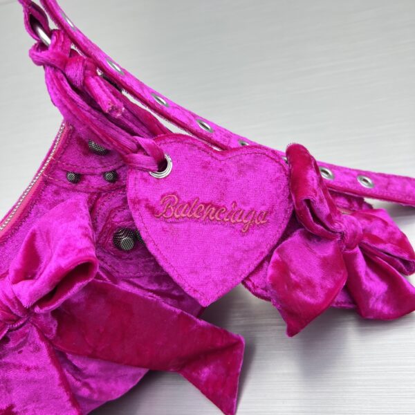 Le Cagole Xs Velvet Bow Shoulder Bag Pink/Blue/Black For Women 10.2 in/26 cm