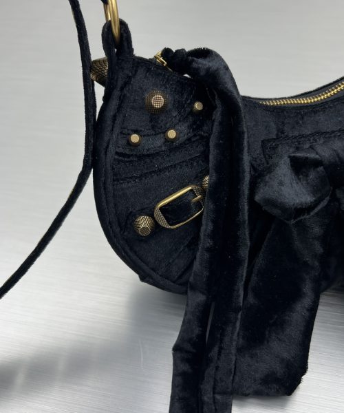 Le Cagole Xs Velvet Bow Shoulder Bag Pink/Blue/Black For Women 10.2 in/26 cm