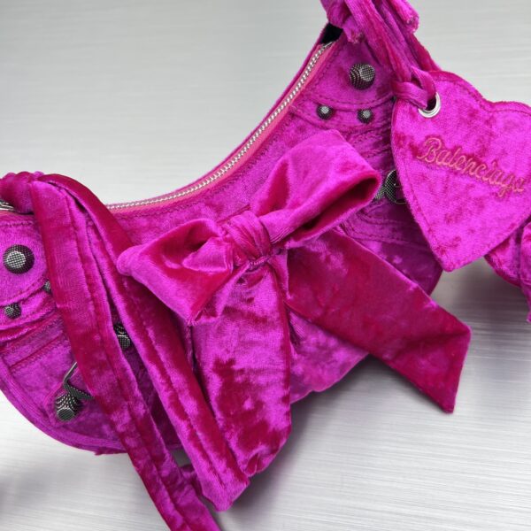 Le Cagole Xs Velvet Bow Shoulder Bag Pink/Blue/Black For Women 10.2 in/26 cm