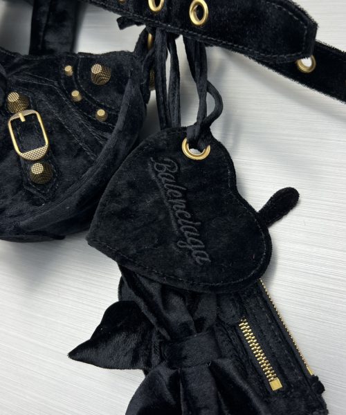 Le Cagole Xs Velvet Bow Shoulder Bag Pink/Blue/Black For Women 10.2 in/26 cm