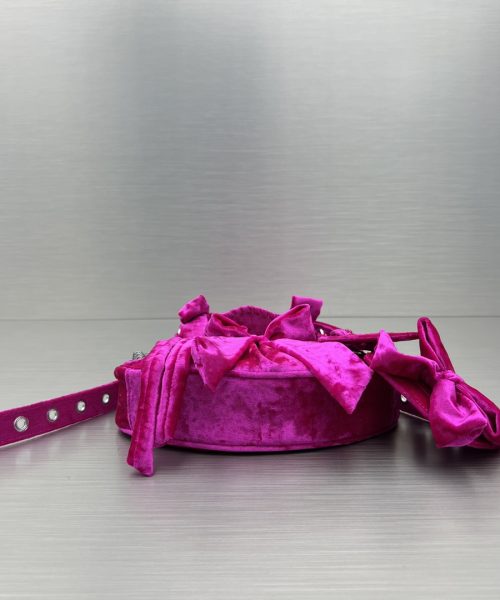 Le Cagole Xs Velvet Bow Shoulder Bag Pink/Blue/Black For Women 10.2 in/26 cm