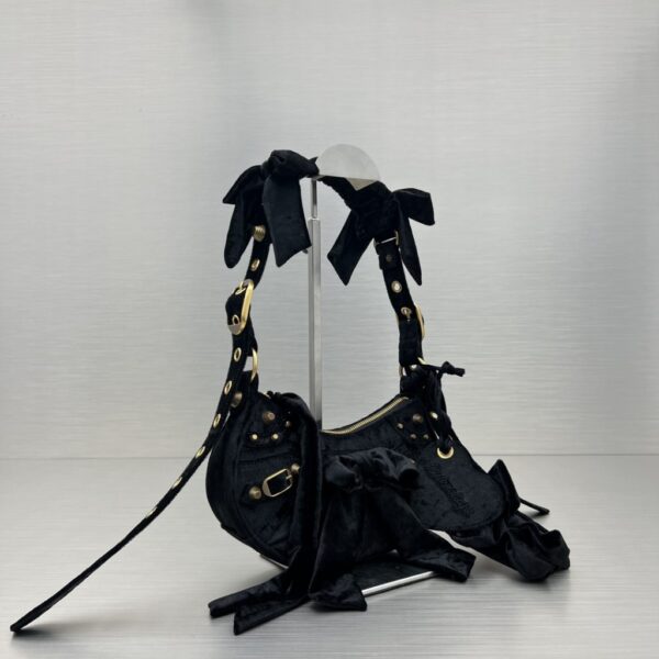 Le Cagole Xs Velvet Bow Shoulder Bag Pink/Blue/Black For Women 10.2 in/26 cm