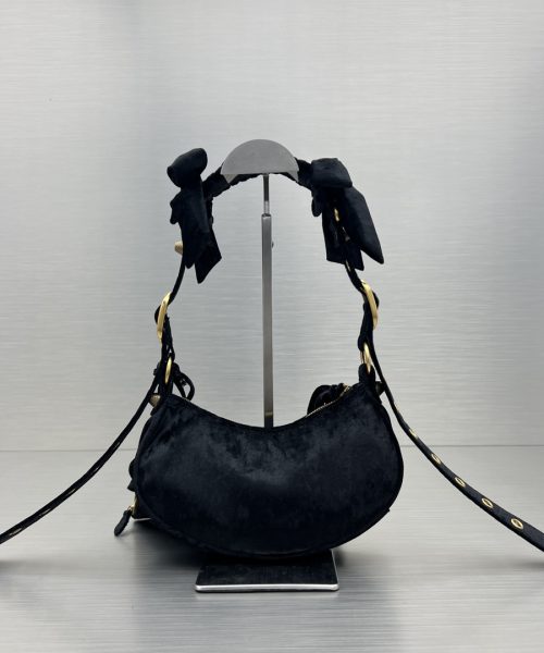 Le Cagole Xs Velvet Bow Shoulder Bag Pink/Blue/Black For Women 10.2 in/26 cm