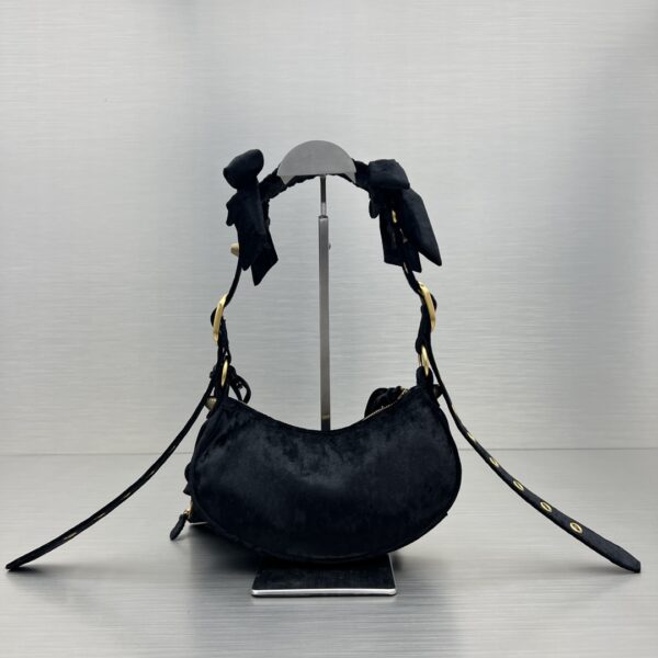 Le Cagole Xs Velvet Bow Shoulder Bag Pink/Blue/Black For Women 10.2 in/26 cm