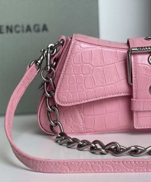 Lindsay Small Embossed Shoulder Bag In White/Pink/Black For Women 11.4in/29cm