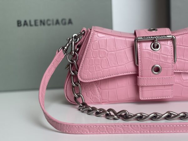 Lindsay Small Embossed Shoulder Bag In White/Pink/Black For Women 11.4in/29cm