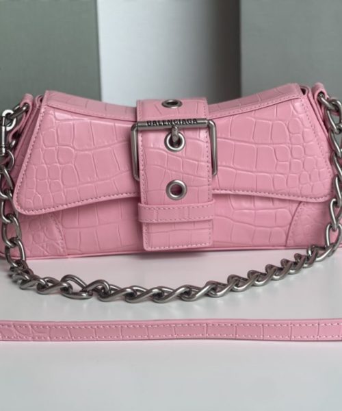Lindsay Small Embossed Shoulder Bag In White/Pink/Black For Women 11.4in/29cm