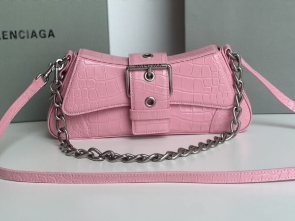 Lindsay Small Embossed Shoulder Bag In White/Pink/Black For Women 11.4in/29cm