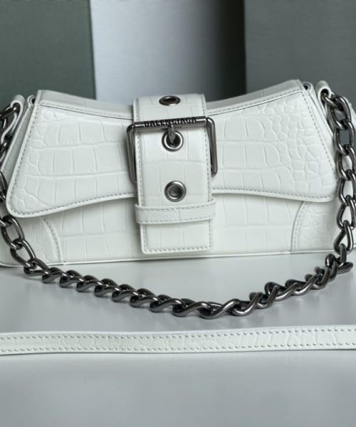 Lindsay Small Embossed Shoulder Bag In White/Pink/Black For Women 11.4in/29cm