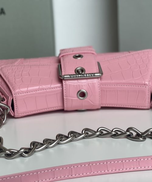 Lindsay Small Embossed Shoulder Bag In White/Pink/Black For Women 11.4in/29cm