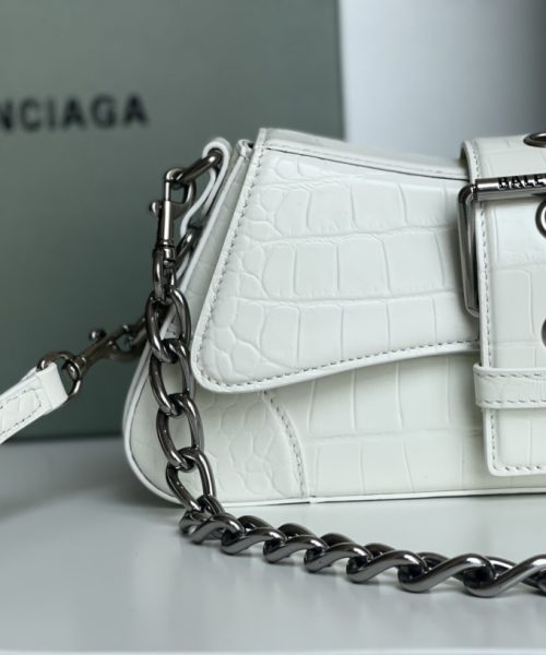 Lindsay Small Embossed Shoulder Bag In White/Pink/Black For Women 11.4in/29cm