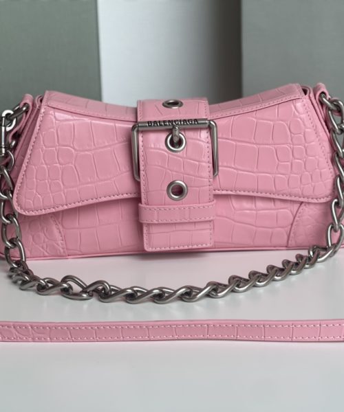 Lindsay Small Embossed Shoulder Bag In White/Pink/Black For Women 11.4in/29cm