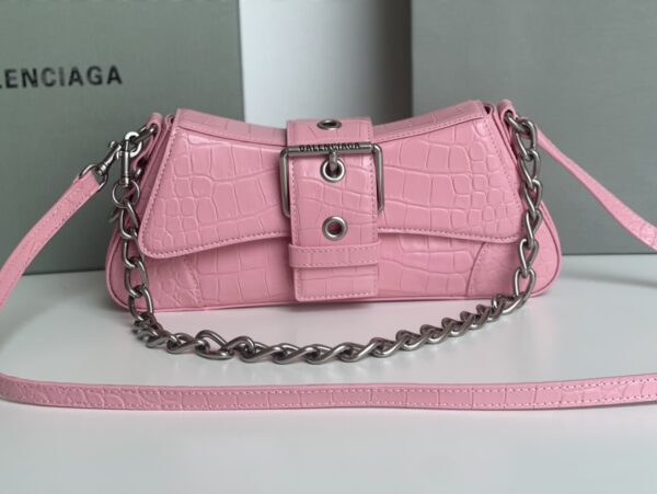 Lindsay Small Embossed Shoulder Bag In White/Pink/Black For Women 11.4in/29cm
