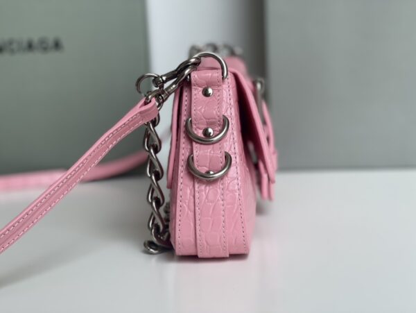 Lindsay Small Embossed Shoulder Bag In White/Pink/Black For Women 11.4in/29cm