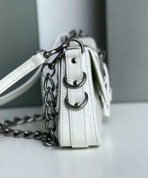 Lindsay Small Embossed Shoulder Bag In White/Pink/Black For Women 11.4in/29cm