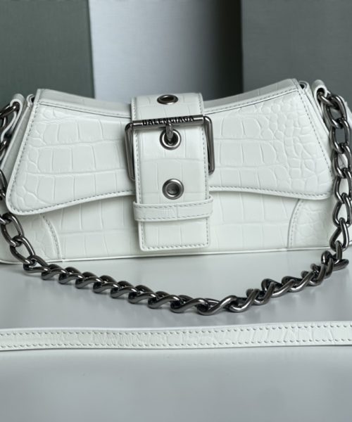 Lindsay Small Embossed Shoulder Bag In White/Pink/Black For Women 11.4in/29cm