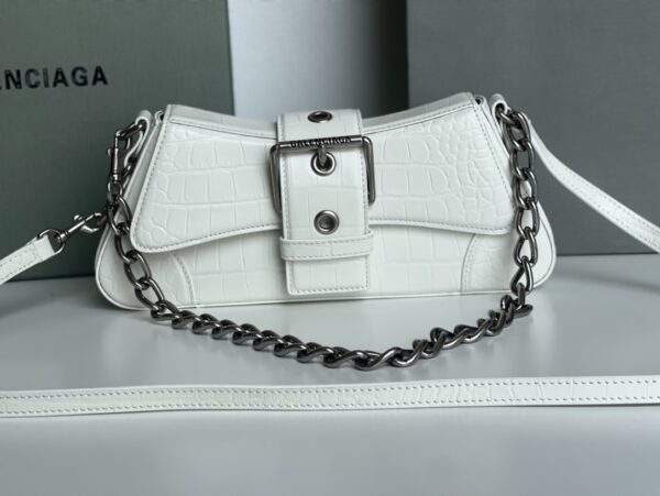 Lindsay Small Embossed Shoulder Bag In White/Pink/Black For Women 11.4in/29cm