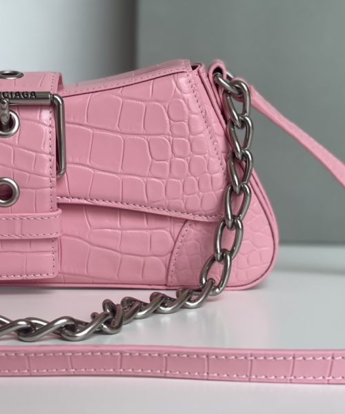 Lindsay Small Embossed Shoulder Bag In White/Pink/Black For Women 11.4in/29cm