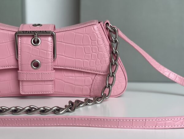 Lindsay Small Embossed Shoulder Bag In White/Pink/Black For Women 11.4in/29cm