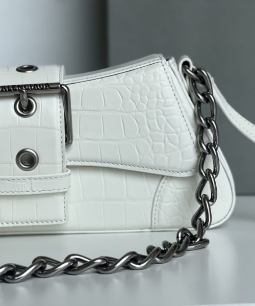 Lindsay Small Embossed Shoulder Bag In White/Pink/Black For Women 11.4in/29cm