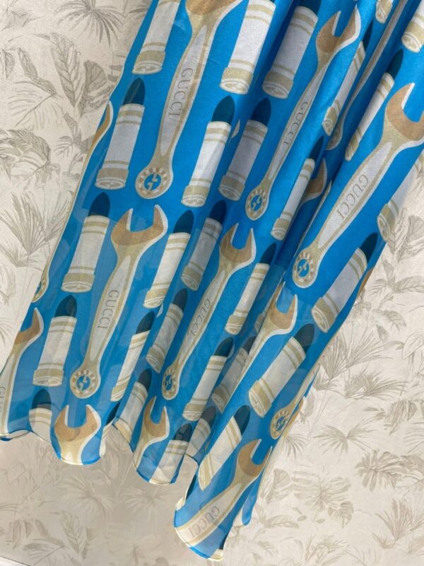 Lipstick And Tool Print Dress Blue For Women