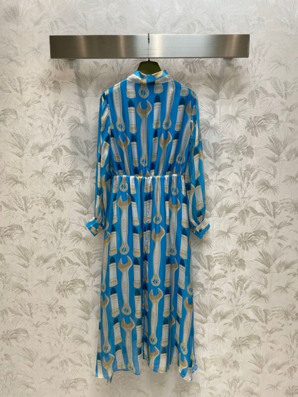 Lipstick And Tool Print Dress Blue For Women