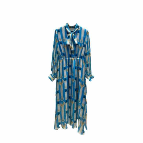 Lipstick And Tool Print Dress Blue For Women