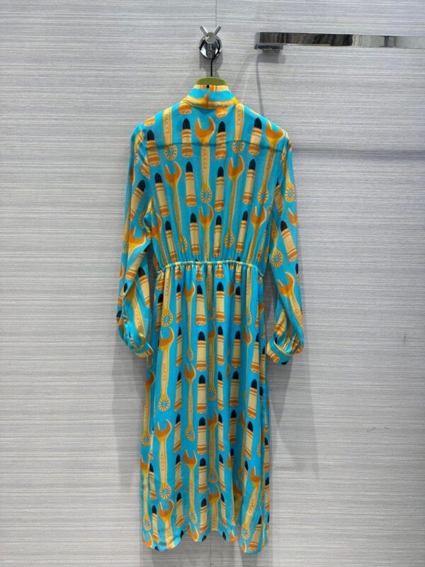 Lipstick And Tool Print Dress Light Blue For Women