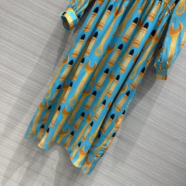 Lipstick And Tool Print Dress Light Blue For Women