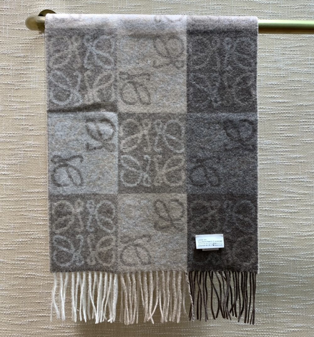 Loewe Anagram In Wool And Cashmere Beige Scarf 180cm/71in