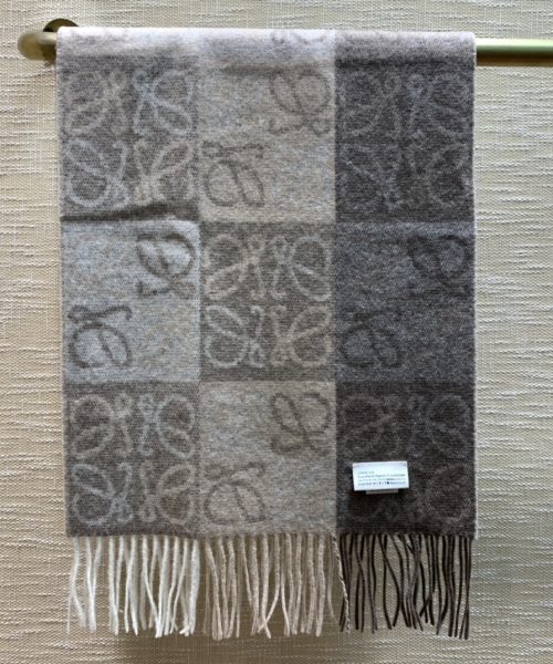 Loewe Anagram In Wool And Cashmere Beige Scarf 180cm/71in 