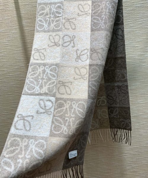 Loewe Anagram In Wool And Cashmere Beige Scarf 180cm/71in 