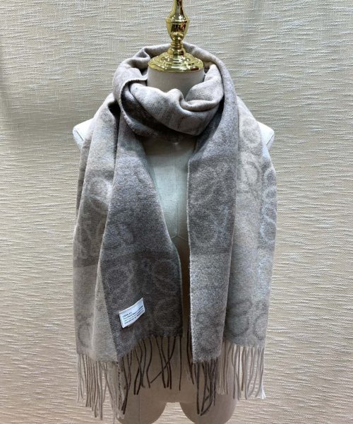 Loewe Anagram In Wool And Cashmere Beige Scarf 180cm/71in 