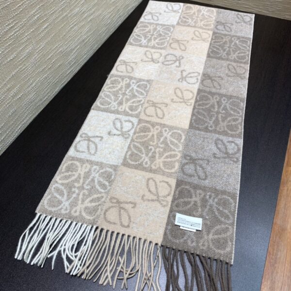 Loewe Anagram In Wool And Cashmere Beige Scarf 180cm/71in 