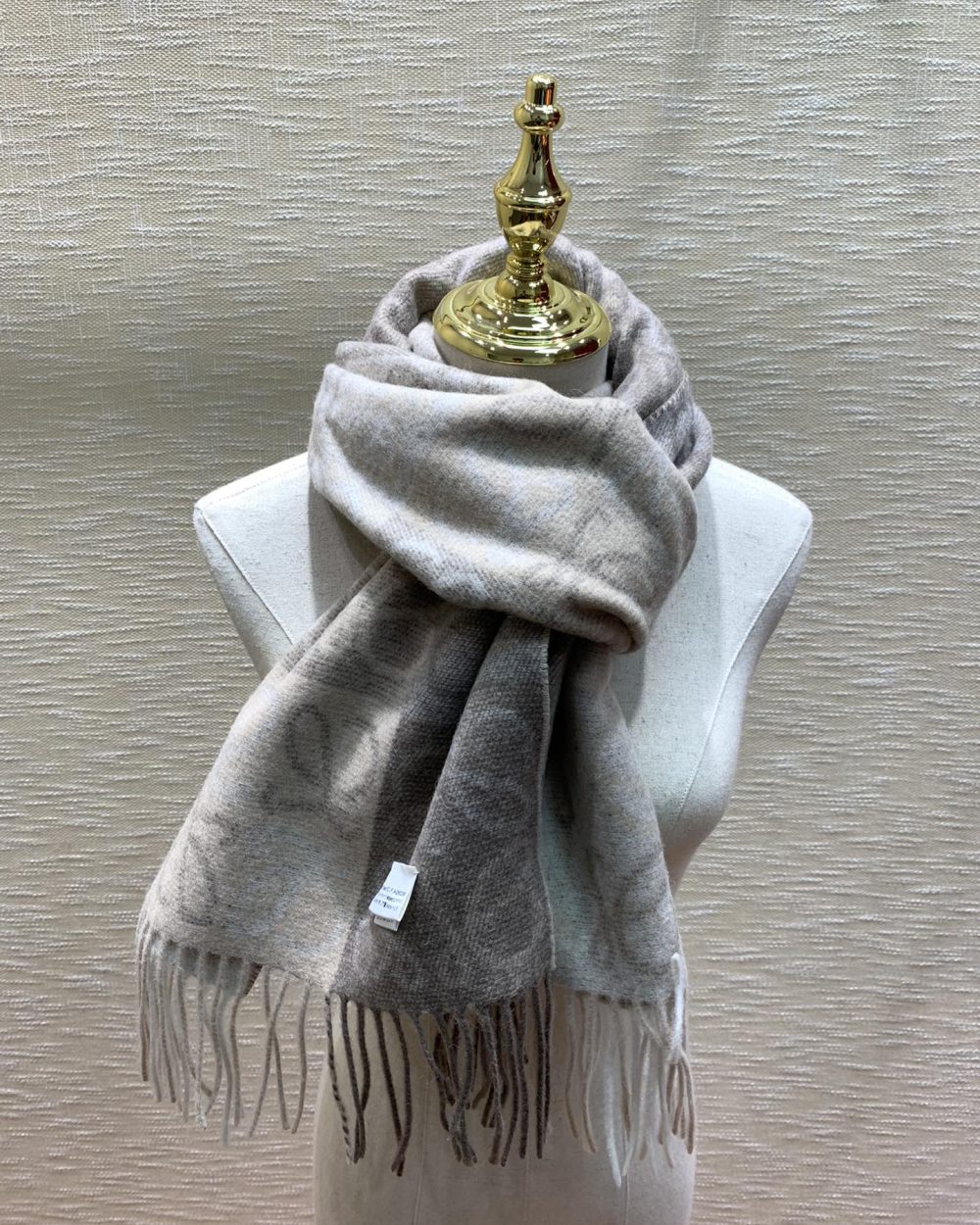 Loewe Anagram In Wool And Cashmere Beige Scarf 180cm/71in