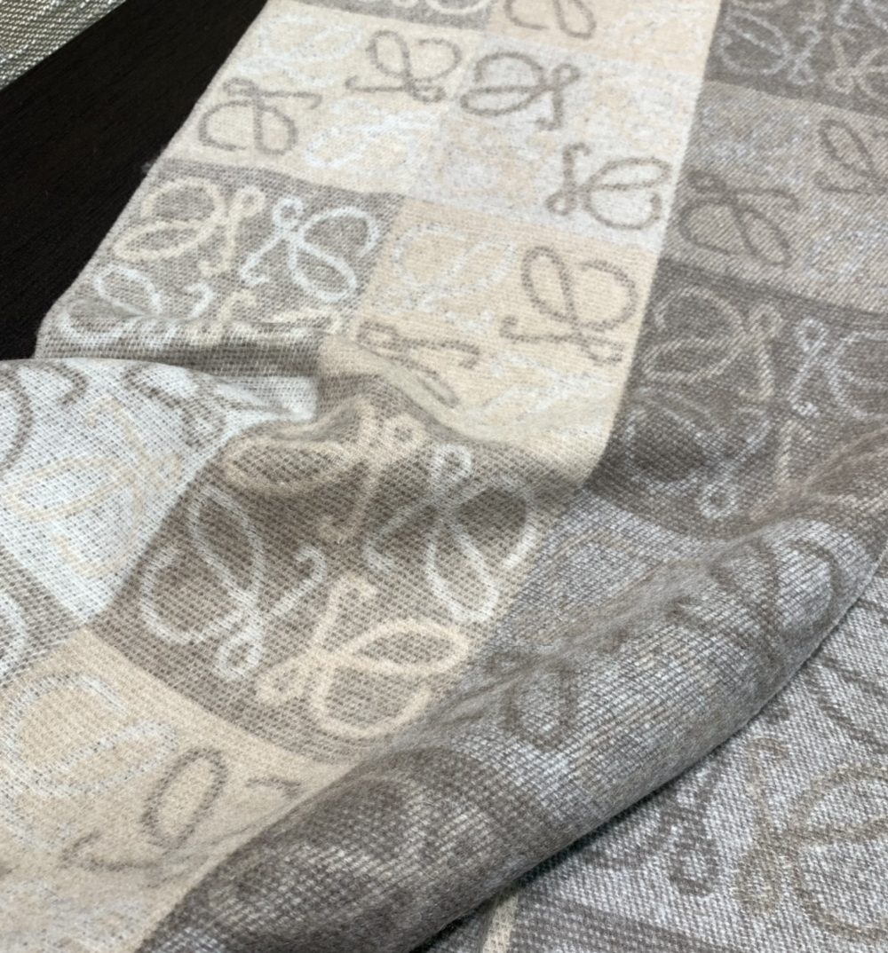 Loewe Anagram In Wool And Cashmere Beige Scarf 180cm/71in