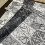 Loewe Anagram In Wool And Cashmere Navy Blue Scarf 180cm/71in 