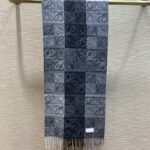 Loewe Anagram In Wool And Cashmere Navy Blue Scarf 180cm/71in 