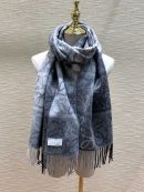 Loewe Anagram In Wool And Cashmere Navy Blue Scarf 180cm/71in 