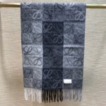 Loewe Anagram In Wool And Cashmere Navy Blue Scarf 180cm/71in 