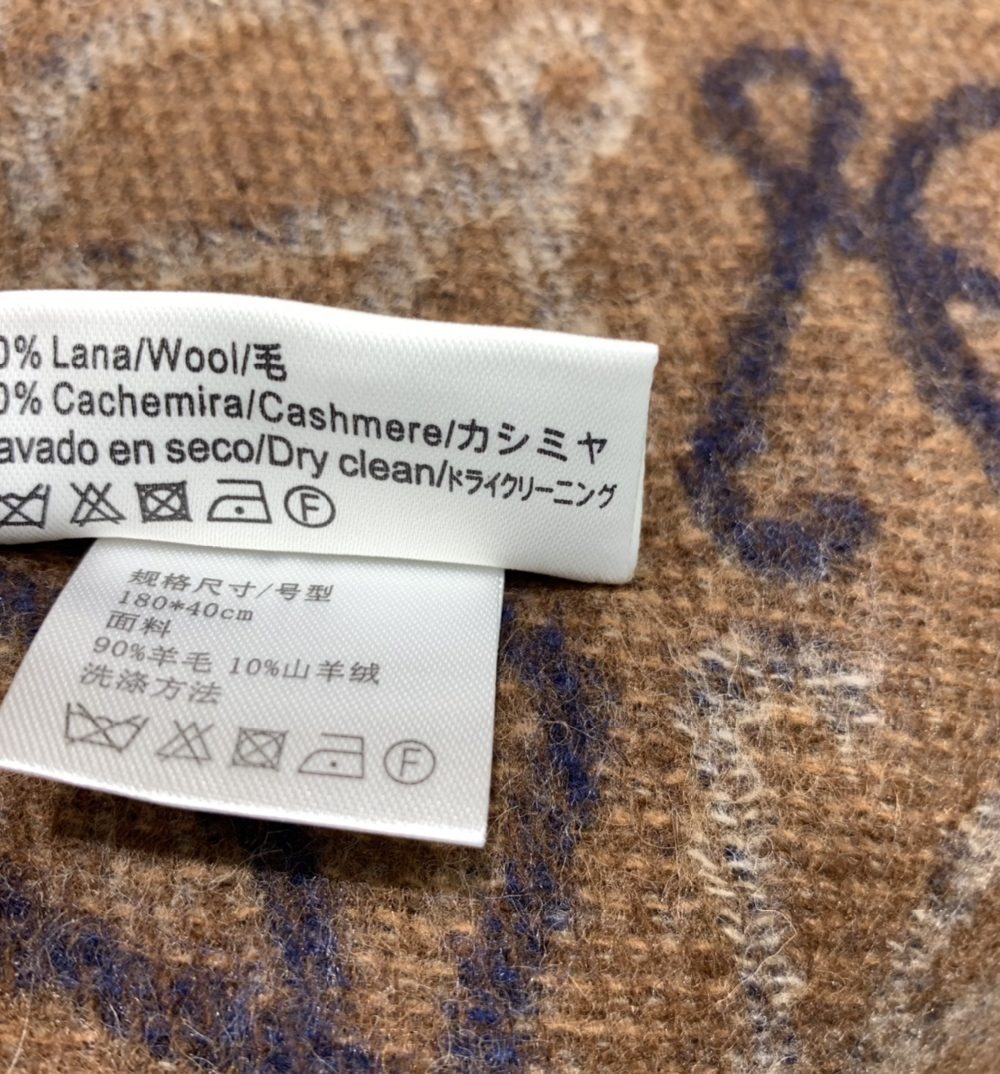 Loewe Anagram In Wool And Cashmere Navy/Brown Scarf 180cm/71in 0010478220