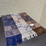 Loewe Anagram In Wool And Cashmere Navy/Brown Scarf 180cm/71in 0010478220 