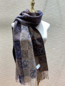 Loewe Anagram In Wool And Cashmere Navy/Brown Scarf 180cm/71in 0010478220 