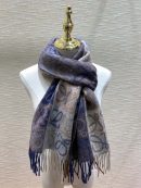 Loewe Anagram In Wool And Cashmere Navy/Brown Scarf 180cm/71in 0010478220 
