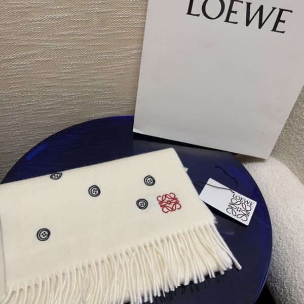 Loewe Button White Scarf 180cm/71in