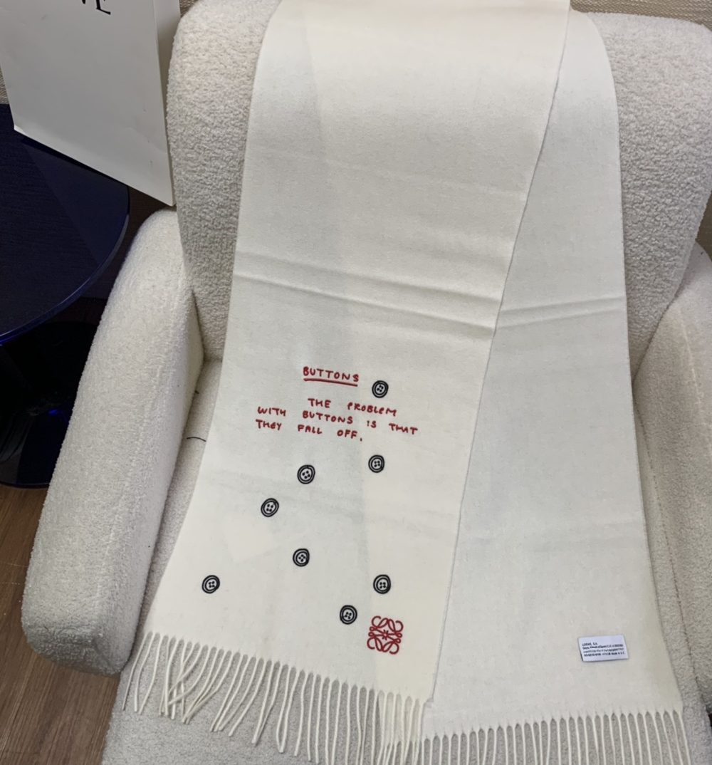 Loewe Button White Scarf 180cm/71in