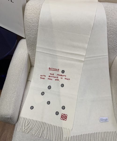 Loewe Button White Scarf 180cm/71in 