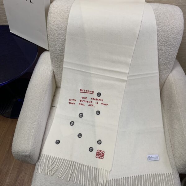 Loewe Button White Scarf 180cm/71in