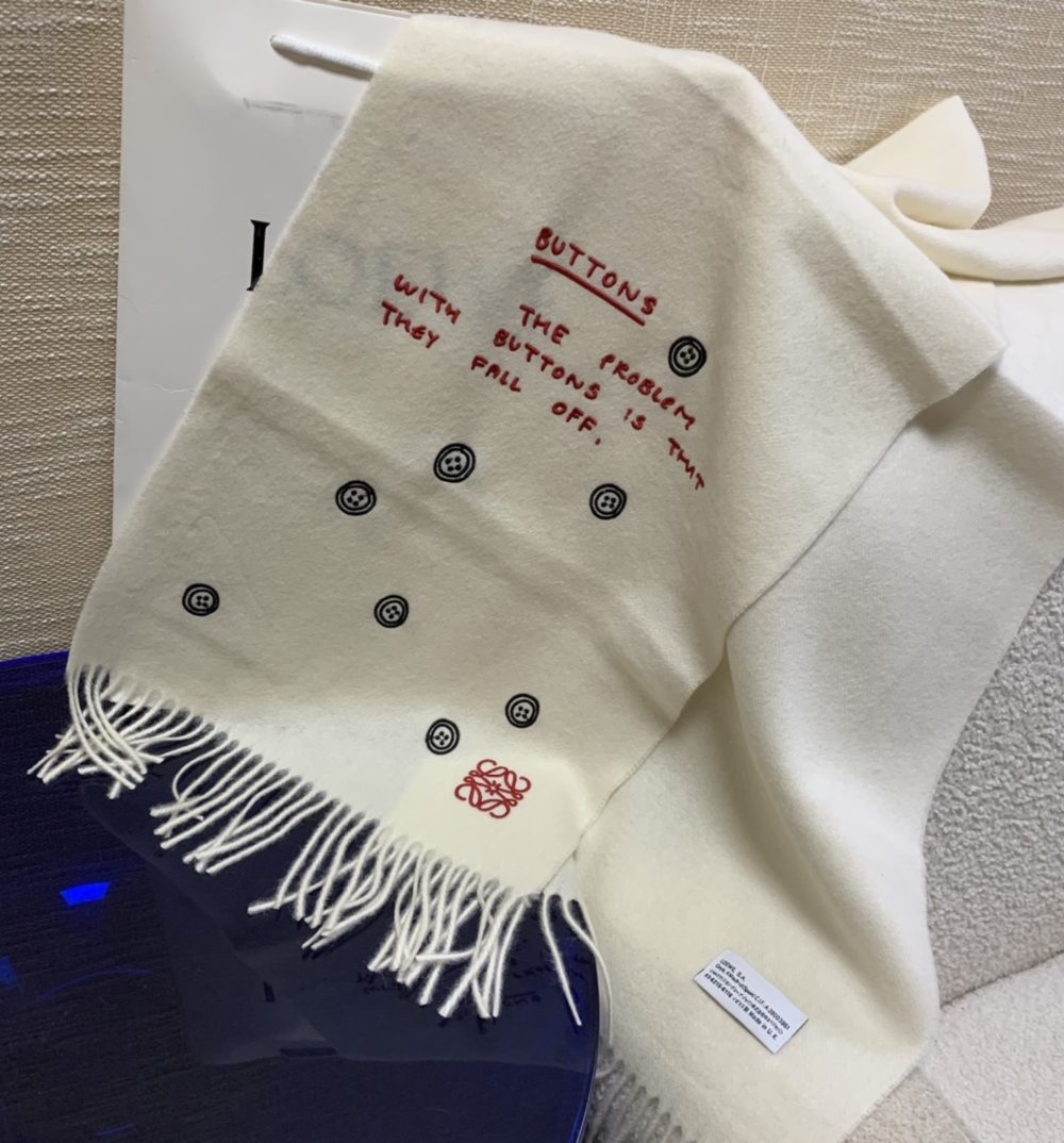 Loewe Button White Scarf 180cm/71in