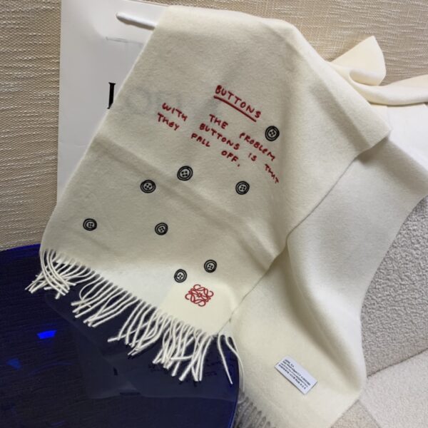 Loewe Button White Scarf 180cm/71in